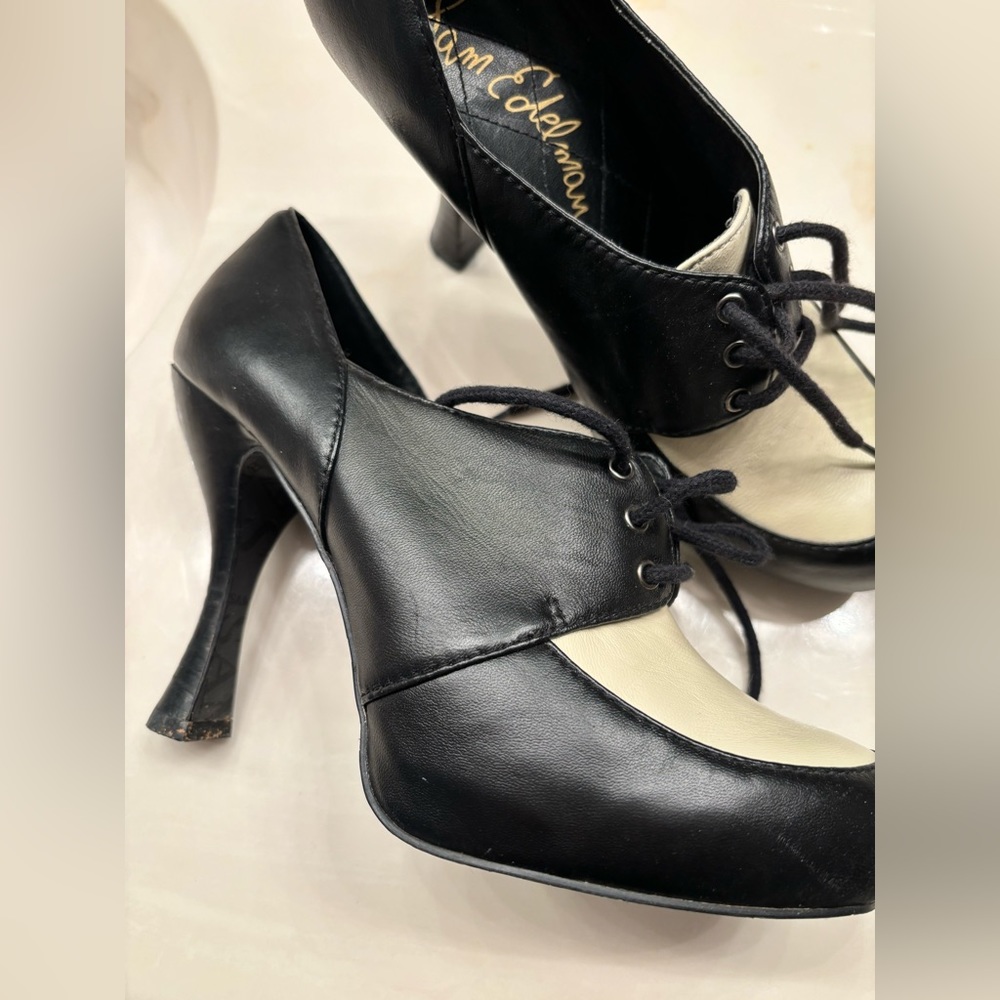 Sam Edelman Two-Tone Black and Cream Platforms